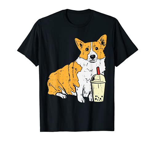 Welsh Corgi Drinking Bubble Milk Tea Dog Lover Owner Gift Camiseta