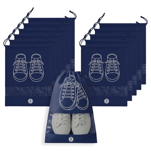 Image of Btag Shoe Bag for Travel & Storage | Water-Resistant Shoe Organizer for Men & Women | Portable, Foldable Shoe Cover for Luggage & Closet | Travel Accessories for Footwear Protection (Navy,Pack of 12)