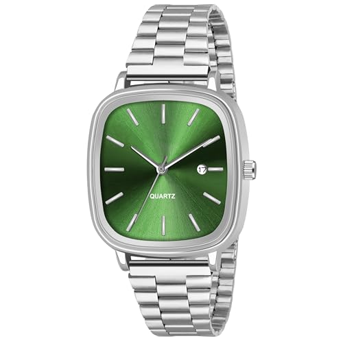 Image of Shocknshop Stainless Steel Analog Square Dial Date Display Unisex Wrist Watch for Men & Women -WCH136