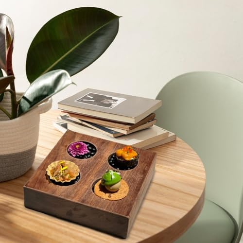 Plateau de service multi-compartiments en bois évitant le mélange des saveurs - 3