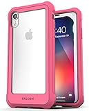ENCASED Protective iPhone XR Case with Tempered Glass Screen Protector (Clear/Pink)
