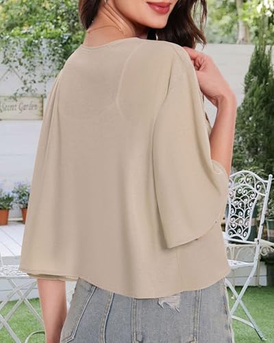 Image of Women Bolero Shrug Cardigan Open Front Cover Up Sheer Short Sleeve Kimonos for Evening Dress
