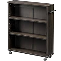 キャスター付き木製本棚　スリム型　3段　2点セット Amazon｜イーサプライ 本棚 キャスター付き スリム すきま収納 3