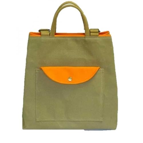 リュックトート クレセント カーキ/橙 2WAY(リュック・手提げ)[尾道 帆布鞄 彩工房]