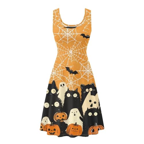 Image of Women Stylish Tank Dresses Sleeveless Round Neck Midi Casual Dress with Pocket for Summer