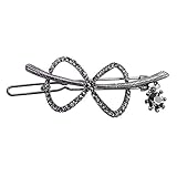 Material: Legierung, Strass Hellery Kristall Diamante Bowknot Haarspangen Folie Kirby Clip Braut Hochzeit Haarnadel - Schwarz