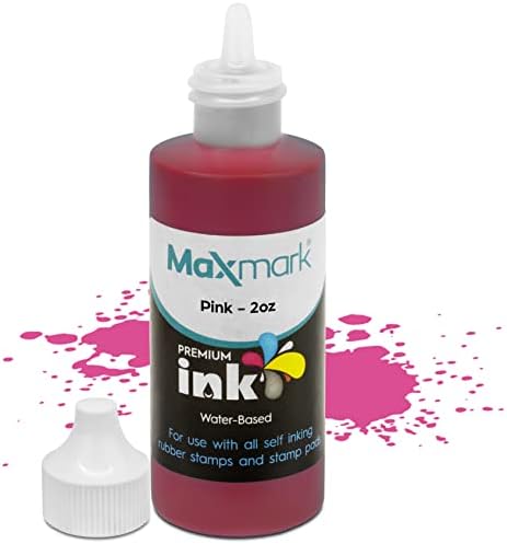 MaxMark Premium Refill Ink for self Inking Stamps and Stamp Pads, Pink Color - 2 oz.