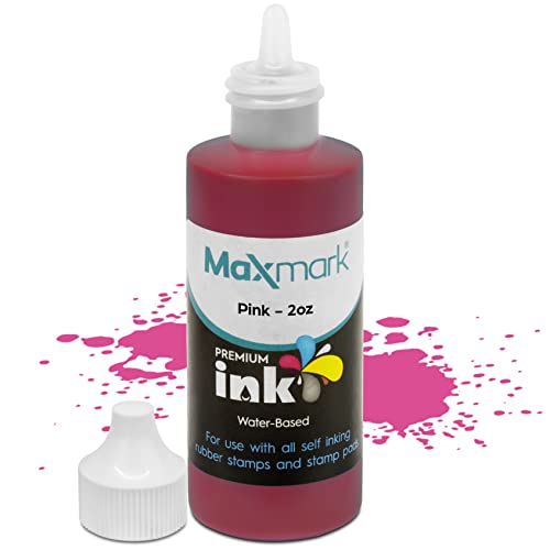 Maxmark Premium Refill Ink For Self Inking Stamps And Stamp Pads, Pink Color - 2 Oz. #TOP1