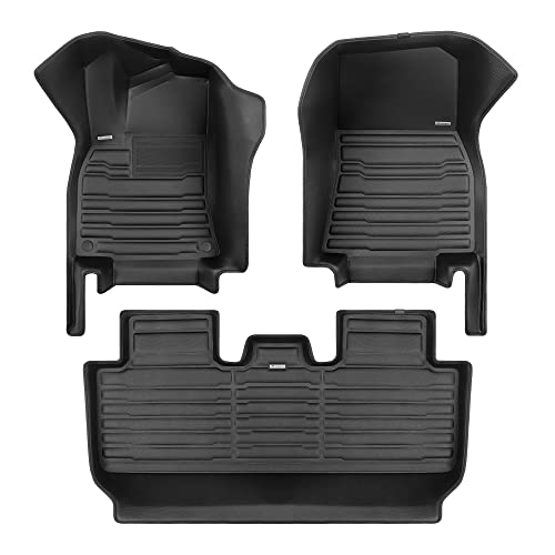 TuxMat - for Tesla Model Y 5-Seater 2020-2025 Models - Custom Car Mats - Maximum Coverage All Weather Laser Measured - This Full Set Includes 1st and 2nd Rows