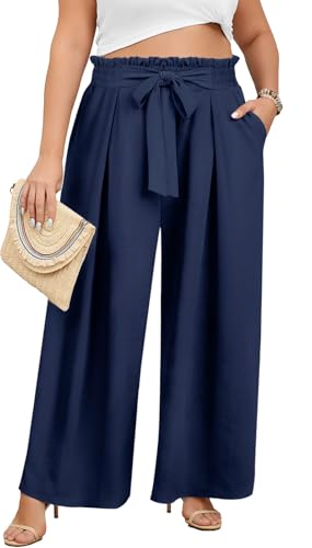 Lastshe Women's Plus Size Pants Wide Leg Work...