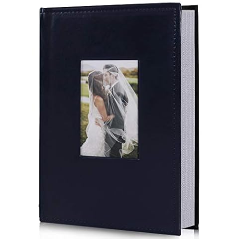 RECUTMS Photo Album 300 Pockets,4x6 Photo Book Paper Core Memo Insert Inside Page PU Leather Cover Picture Album Record Wedding Baby Valentine's Day Christmas Holiday(Blue) Cover