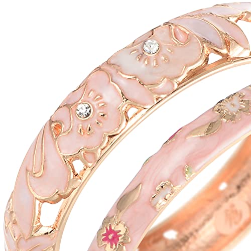 Image of UJOY Womens Multi-colors Cloisonne Bracelet Gold Plated Flower Hollowed Enameled Hinged Cuff Bangles Jewelry Gift 88A10