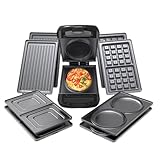 Drew&Cole Deluxe 5 Minute CleverChef Bundle with Additional Pancake & Toastie Plate Set - Non-Stick Multicooker - Omelette, Grill & Waffle Plates Included - Great for Paninis, Omelettes, Pizza & More