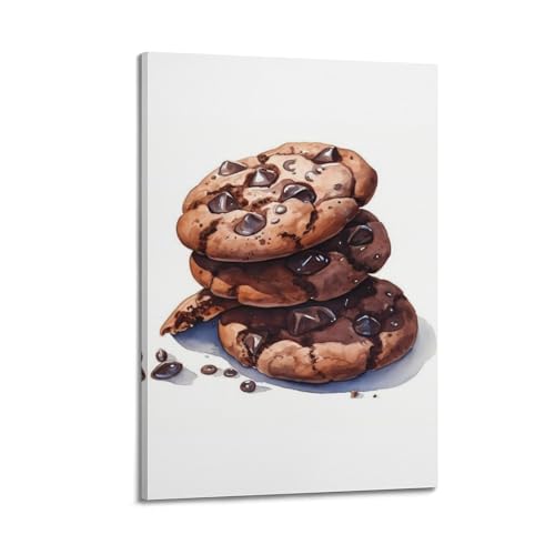 Poster aquarelle pépites de chocolat WIZIGM style cadre haute finition