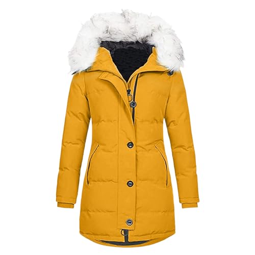 Winter Mantel Damen - Frauen Wintermantel mit für Plus Größen Täglich Dick Gepolsterte Langjacke Warme Oberbekleidung