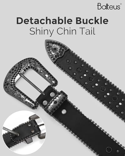 Image of Sparkly Rhinestone Diamond Sequin Studded Belt for Men & Women - Western Cowgirl Cowboy Style