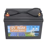 12V 150Ah LiFePO4 Batterie, 100A BMS, 6000-15000 Zyklen Deep Cycle Lithium Akku, MAX 1920W Leistung, Perfekter Ersatz für Blei-Säure Batterien für Wohnwagen, Camping, Solar Home Systeme, Boote