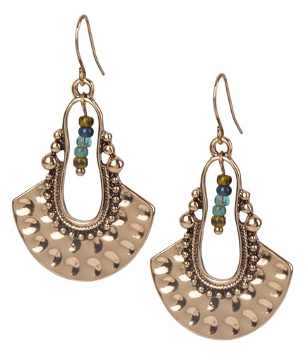 SPUNKYsoul Boho Dangle Earrings for Women – Lightweight Tribal Fan Paddle Design with Hieroglyphic Accents – Unique Handmade Gift Idea for Her