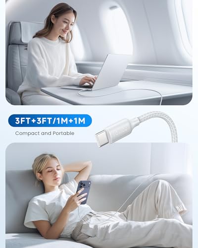 RAVIAD Kabel USB C do USB C [1M] 100 W PD3.0 5A Kabel USB C szybkie ładowanie QC3.0 Ładowarka USB typu C do iPhone 17/16 Plus Pro Max SamsungGalaxy S25 S24 MacBook Pro Pad Pro Tablet Huawei Google