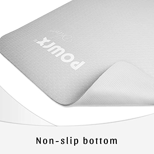 Powrx Yoga Mat Tpe With Bag | Exercise Mat For Workout | Non-Slip Large Yoga Mat For Women, 68" X 24" Graphite, 0.2 Inches Thickness #TOP4