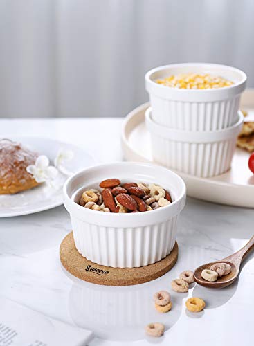 Sweese 8 Oz Ramekins Set Of 6, Creme Brulee Ramekins Oven Safe, Porcelain Ramiken Set, Souffle, Custard Cups For Baking And Ice Cream Bowl, White, 501.001 #TOP6
