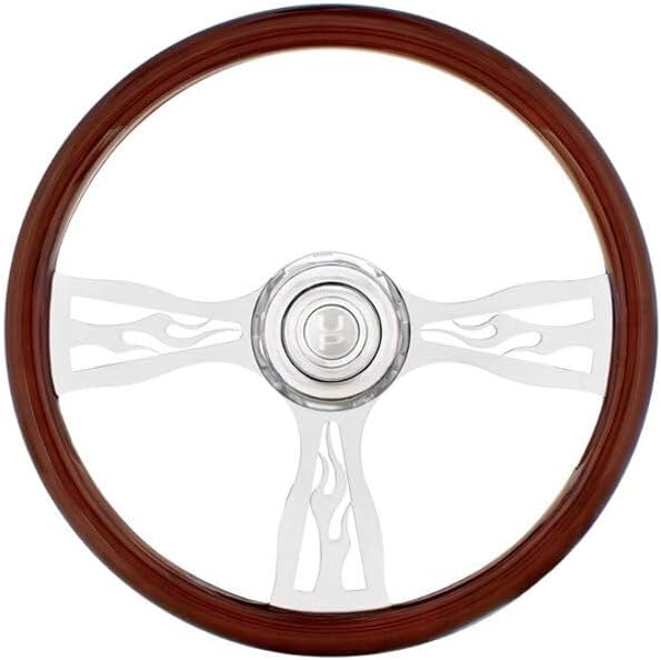 TP 18 INCH 3 STEERING WHEEL for FREIGHTLINER FLD112-SFA 1990 | WOOD · SPOKE · FLAME · WITH · HUB · AND · HORN