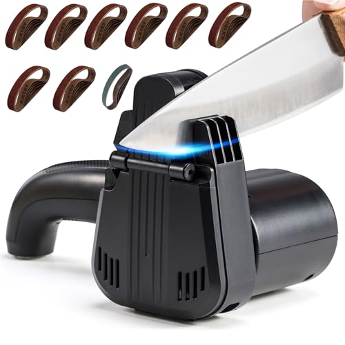 M3 Electric Knife and Scissor Sharpener – 40pcs Belts Professional Sharpener with 20°/60° Dual Angle | Electric Honing Tool for Kitchen and Chef – UK Plug