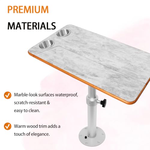 Mesa de comedor para RV con sobre efecto mármol y acabados premium de aluminio 6