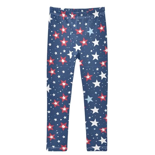 Fourth of July Star Red Girls Leggings Kids Yoga Pants Dance Active Tights 4T