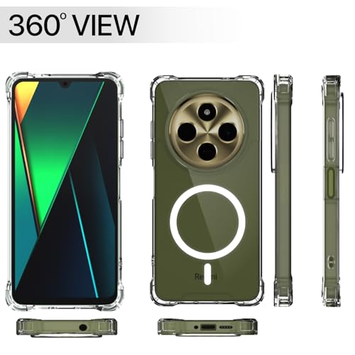 Image of Amazon Basics Back Cover for Redmi 14c 5G / Redmi A4 5G / Poco C75 5G Mag-Safe Shockproof PC + TPU Protective Case Magnetic Support Bumper Case (Transparent Mag-Safe)