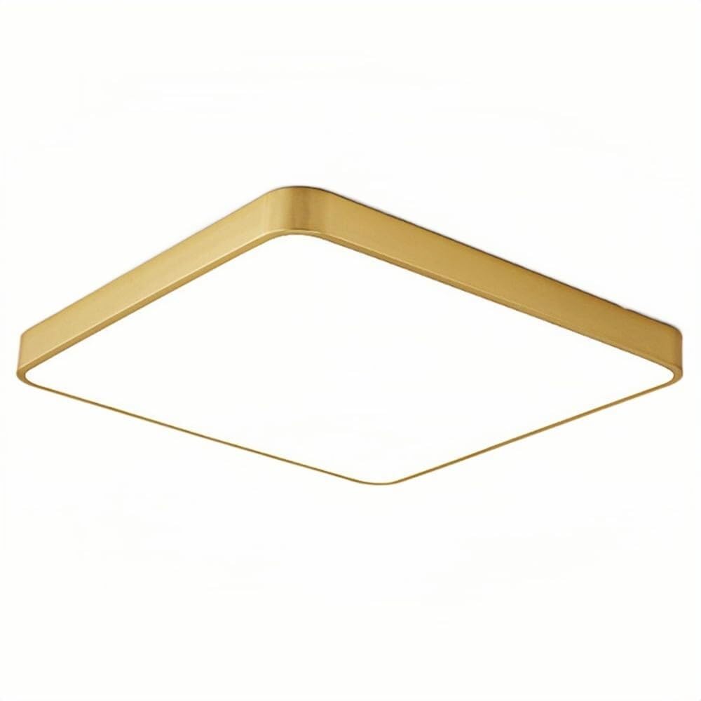 LUOYAOB Nordic Modern Gold Square Ultra-Thin Ceiling Lights Iron Body Flush Mount Ceiling Lamps Acrylic Shade Three-Color Mode Ceiling Light Fixture for Bedroom Living Room(40cm/15.7in)