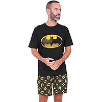 Pijama corto de algodón de Batman, oficial, para hombre Negro