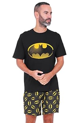 Pijama corto de algodón de Batman, oficial, para hombre Negro Negro ( M | Ya disponible en tu tienda friki favorita! En mundofriki.es!