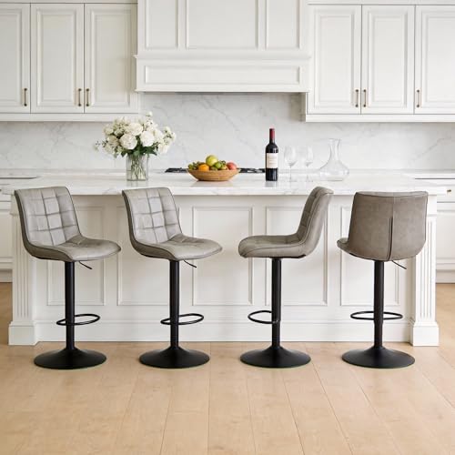 Image of Modern Adjustable Bar Stools Set of 4 for Kitchen Island Height 24 inch-33 inch
