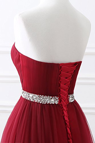 Misshow Robe de Soirée Longue Grande Taille Robe de Cocktail Chic pour Mariage en Mousseline à Paillettes Formelle Bordeaux 46 – vue 4