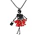 Happyyami Poupée Pendentif Collier Déclaration Pull Chaîne Collier en Cristal Décoratif pour Filles Femmes Dames (Rouge)