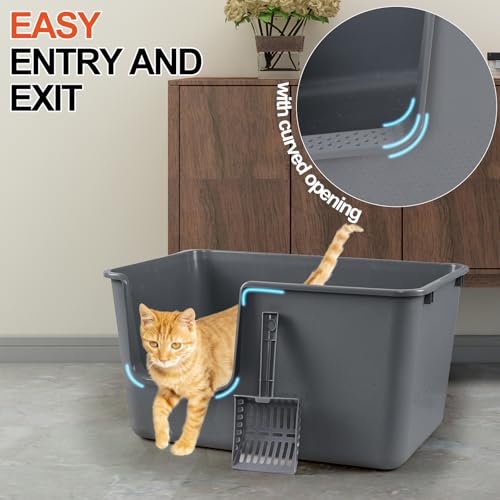 Arenero abierto grande para gato con pala 4 unidades miniatura 4