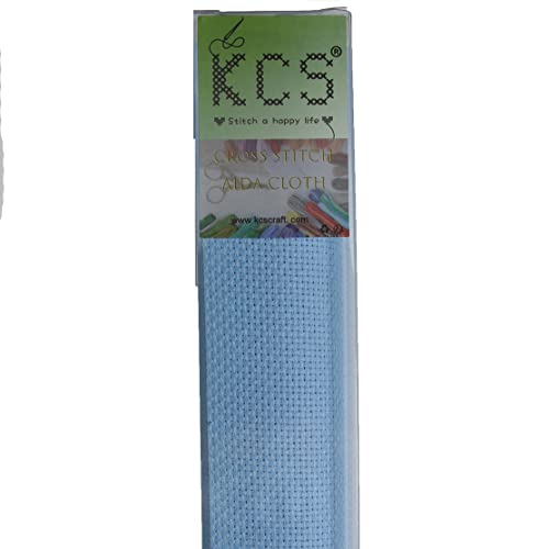 Image of KCS 3 pc of 15 inch x 18 inch Counted Cross Stitch Cotton Aida Cloth Needlework Fabric (Light Blue, 16CT)
