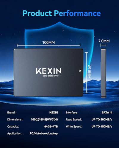 Image of KEXIN 256GB Internal Solid State Drive SATA III Internal SSD 256G up to 500MB /s 2.5-inch SATA 3.0 Internal Drive 3D NAND Flash Internal SSD for Laptop PC Storage and Upgrade