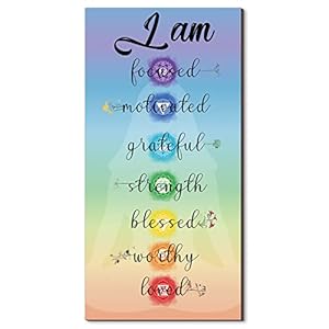 Blulu Chakra Quotes Sign Buddha Wall Decor Yoga Zen Wall Art Wooden Spiritual Decor 7 Chakra Hanging Motivational Meditation Buddhism Spa Room Sign for Yoga Living Room Bedroom Bathroom(Love Style)