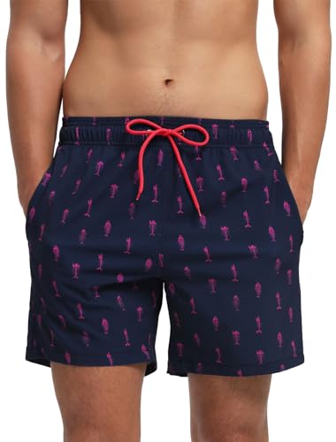 TMEOG Costume Uomo Mare Pantaloncini Casual, Costumi da Bagno Uomo Surf Lungo Costume da Spiaggia Piscina Pantaloncino Estivo con Tasche e Coulisse Regolabile(Blu,M)