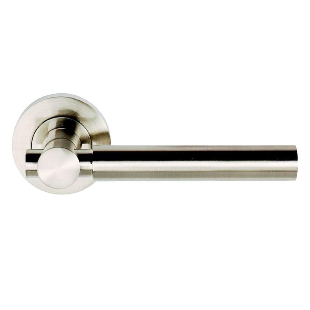 EUROART Astral Lever On Round Rose Door Handle Sprung in Satin Nickel (New Range)