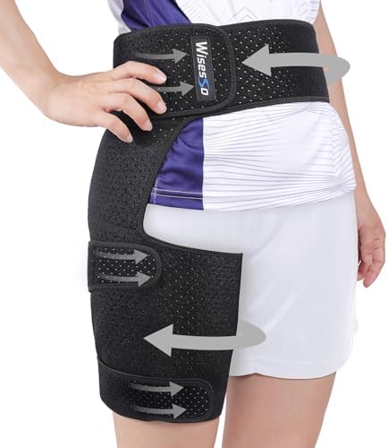 Hip Brace, Groin Wrap Hip Brace for Sciatica Pain Relief, Thigh Support for Groin, Thigh, Hamstring, Pulled Muscle Injury, Sciatic Nerve Brace For Men and Women, Gray