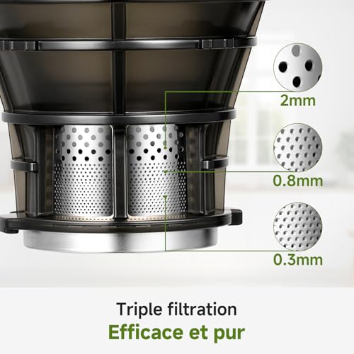 Image of AMZCHEF Juicer Machines, 5.8 inch Extra Self-Feeding Cold Press Juicer for Whole Vegetable & Fruit, Juice Extractor Machine with Large Auger & Triple Strainers, Easy to Clean, High Juice Yield, Grizzly