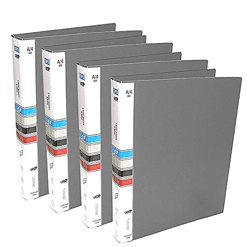 BANSURI ARISTOCRATIC 2D Ring Binder Plastic Box File -A4 Size | Office documents and Certificate Plastic File | Files for Certificates | Files for Documents and Certificates (Pack of 4, Grey)