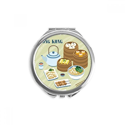 Miroir maquillage de poche portable style de chine dim sum rond et multicolore