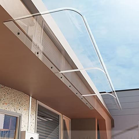 Modern Door Canopy Transparent Sun Shelter,Shatterproof Rain Canopy,Polycarbonate Metal Window Awning Uv Resistant Windproof Rainproof,Outdoor Awning Protecting Roof Patio (40x200cm/16"x79") Cover