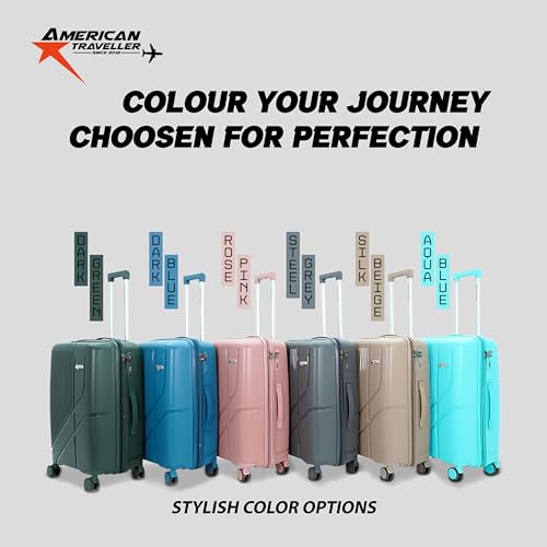 Image of AMERICAN TRAVELLER Poineer Trolley Bag | Large Polypropylene Hardshell | Large Polypropylene Hardshell, Expandable, 8 Disc Wheels, TSA Type Lock