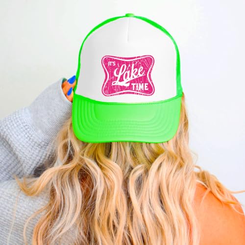 Image of It's Lake Time Summer Classic 5 Panel Foam Front Mesh Snap Back Trucker Hat