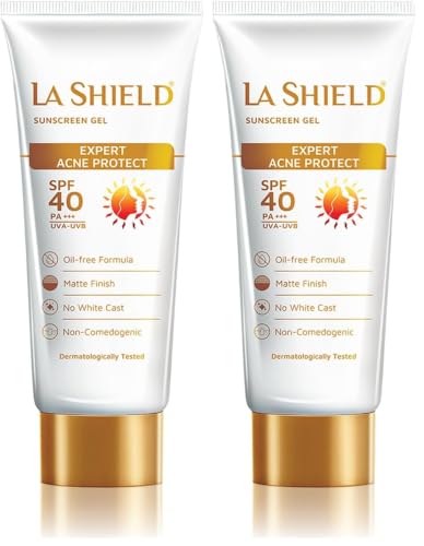 Image of La Shield SPF 40 PA+++ Mineral Sunscreen Gel | Superior Matte Finish | Oil-free | Lightweight | No white cast | For Acne Prone, Oily or sensitive skin |Dermatologist Prescribed | 50g (Pack of 2)